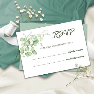 Eucalyptus Aquarelle Minimaliste Mariage Carte RSV