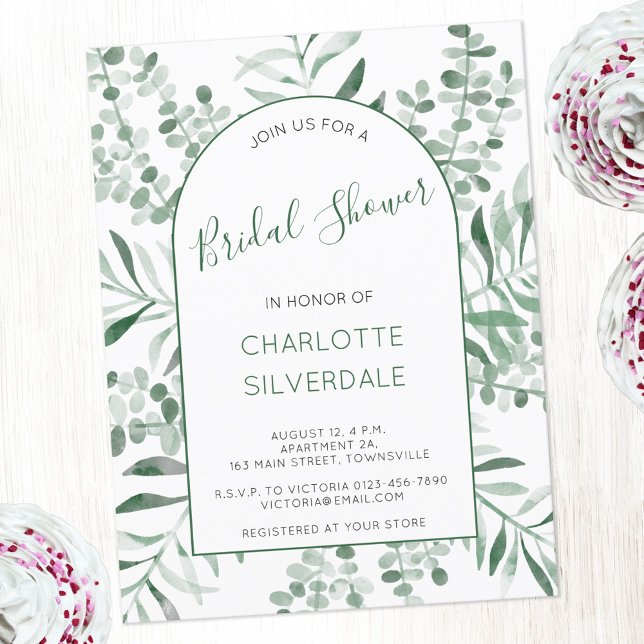 Eucalyptus Aquarelle Nuptiale Douche Invitation (Eucalyptus greenery watercolor elegant bridal shower invitation )