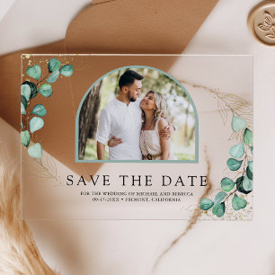 Eucalyptus Arch Photo Wedding Save the Date Acrylic Invitations
