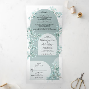 Eucalyptus Arch Wedding Tri-Fold all in one invite