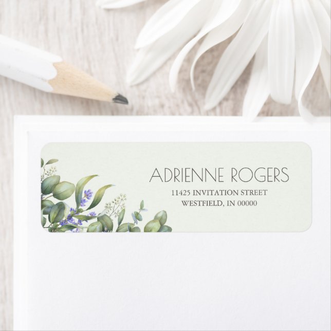 Eucalyptus avec Étiquette Mariage d'aquarelle Lave (En situation)