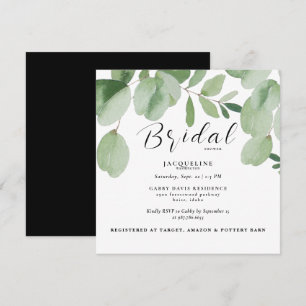 Eucalyptus B/W Square Bridal Shower  Invitation