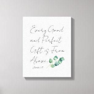 Eucalyptus Baby Girl Nursery Scripture Canvas