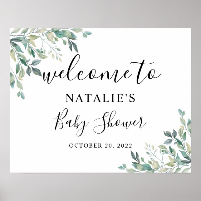 Eucalyptus Baby shower Affiche de bienvenue (Devant)