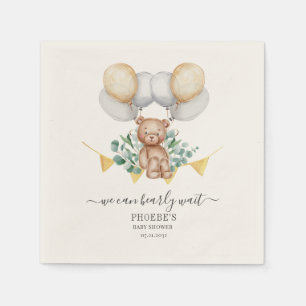 Eucalyptus Baby Shower Bearly Wait Bear Paper Napkin