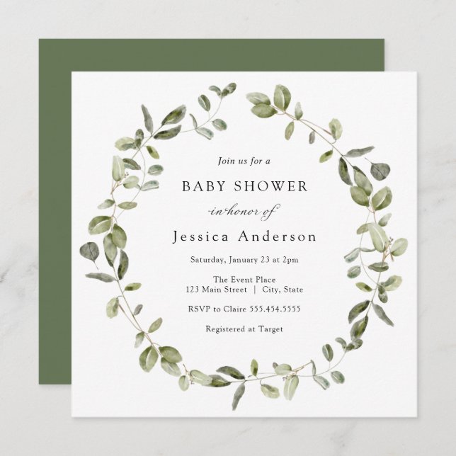 Eucalyptus Baby Shower Invitation (Front/Back)