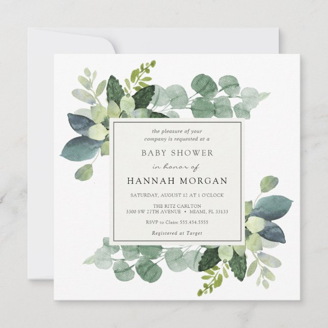 Eucalyptus Baby Shower Invitation (Front)