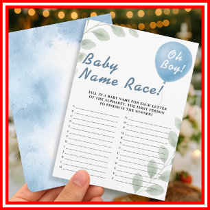 Eucalyptus Baby Shower   Name Race Invitation