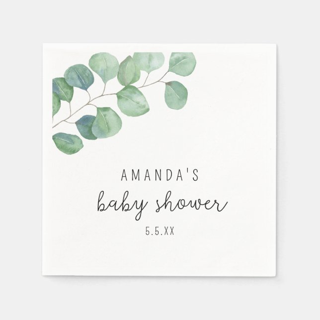 Eucalyptus - baby shower  napkin (Front)
