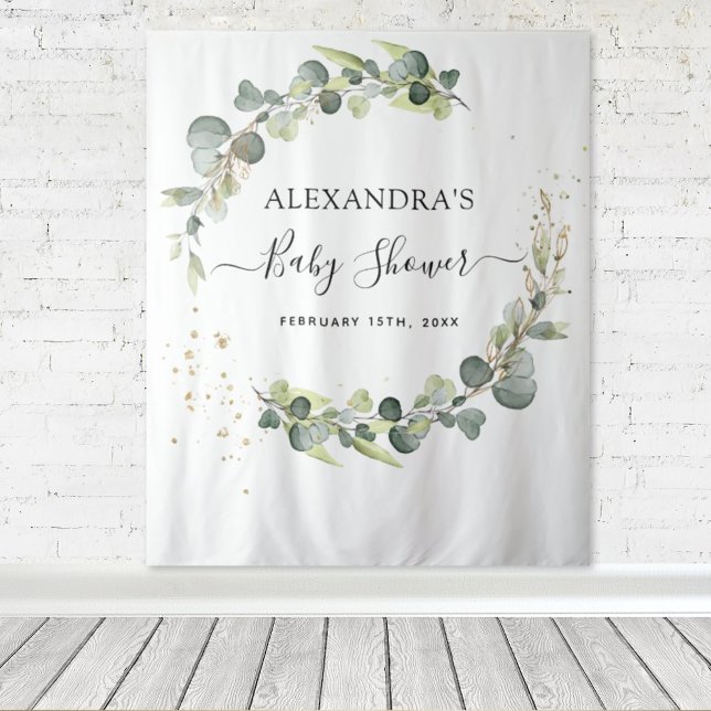 Eucalyptus Baby Shower Photo Booth Backdrop Tapestry (Creator Uploaded)