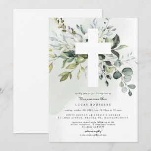 Eucalyptus Baptism Christening Invitation