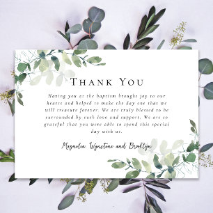 Eucalyptus Baptism Thank You Card