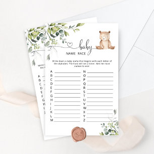 Eucalyptus bear baby name race baby shower game