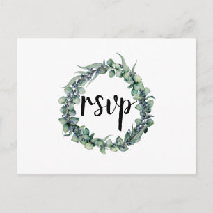 Eucalyptus Berry Wreath  Wedding RSVP Postcard