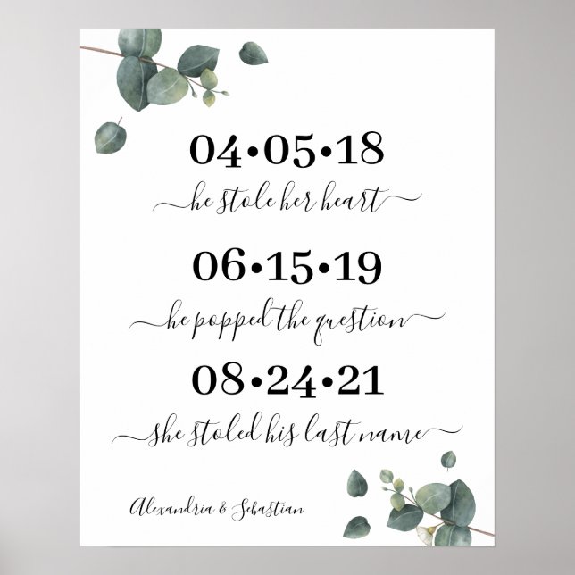 Eucalyptus Best Day Wedding Date Yes Day Sign (Front)