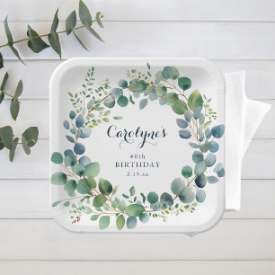 Eucalyptus Birthday  Paper Plate