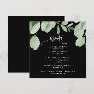 Eucalyptus Black Bridal Shower Invitation