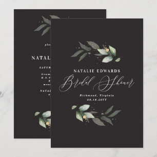 Eucalyptus black gold bridal shower  save the date