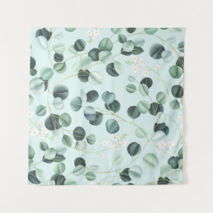 Eucalyptus Bliss: Turquoise Watercolor Pattern. Tapestry