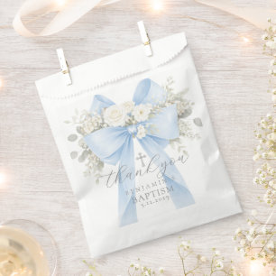 Eucalyptus Blue Bow Baptism Thank you Favour Bag