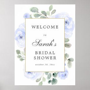 Eucalyptus Blue Floral Bridal Shower Welcome Sign