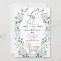 Eucalyptus Blue Flower Lamb Boy Baby Shower