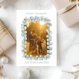 Eucalyptus Blue Photo Christmas Holiday Card
