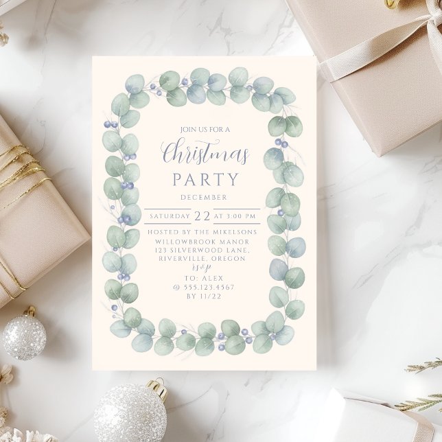 Eucalyptus Blue Winter Christmas Invitation (Creator Uploaded)