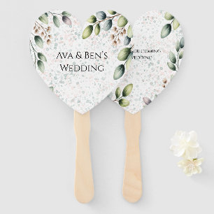 Eucalyptus Blush Alcohol Ink Wedding Hand Fan