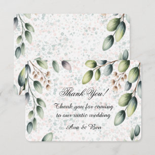 Eucalyptus Blush Alcohol Ink Wedding Thank You Card
