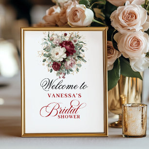 Eucalyptus Blush Burgundy Bridal Shower Sign