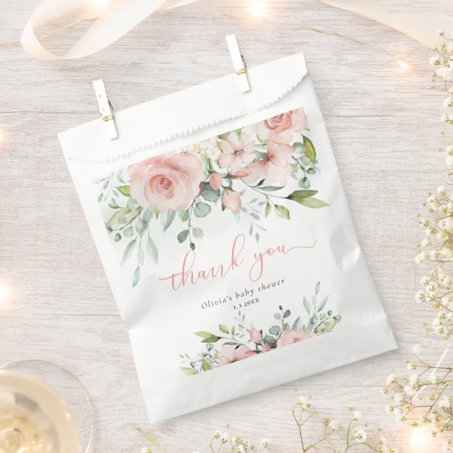 Eucalyptus blush floral baby in bloom baby shower favour bag (Clipped)