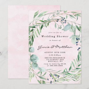 Eucalyptus Blush Pink Wedding Shower Invitation
