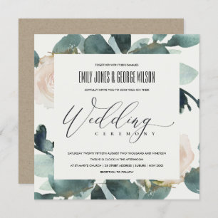 EUCALYPTUS BLUSH ROSE FOLIAGE WATERCOLOR WEDDING INVITATION