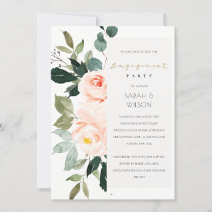 Eucalyptus Blush Rose Pink Engagement Invite