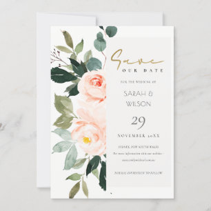 Eucalyptus Blush Rose Pink Save the Date Invite