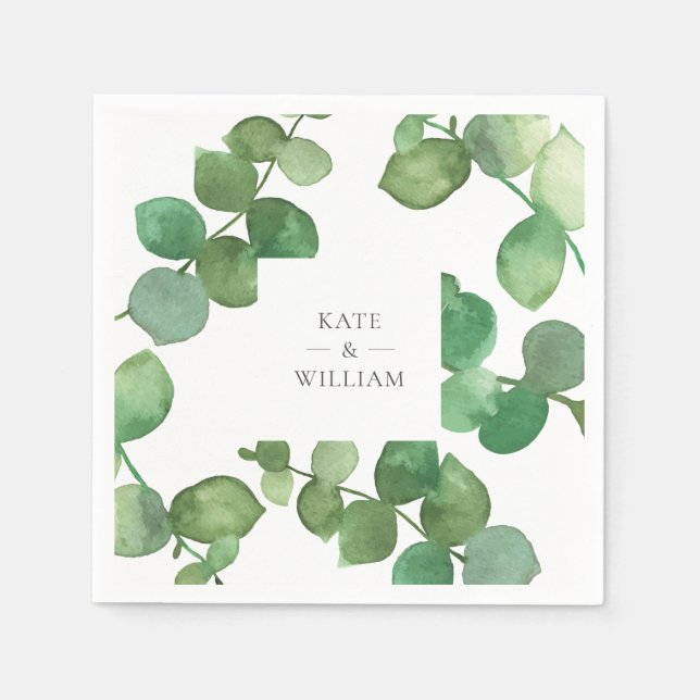 Eucalyptus Boho Greenery Floral Napkin (Front)