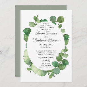 Eucalyptus Boho Greenery Floral Rehearsal Dinner Invitation
