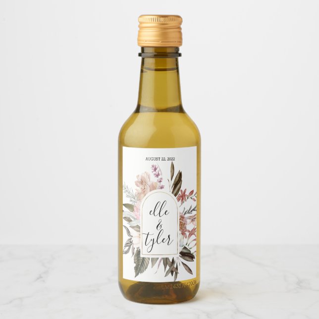 Eucalyptus Boho Modern Custom Wedding Wine Label (Front)