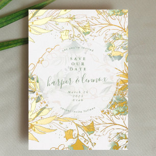 Eucalyptus Boho Modern Pampas Gold Save The Date