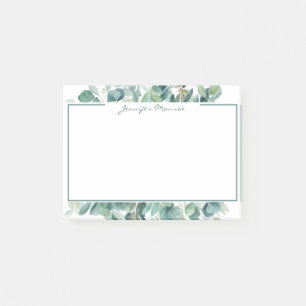 Eucalyptus border personalized lined post-it notes