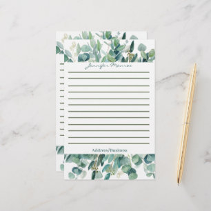 Eucalyptus border personalized lined stationery