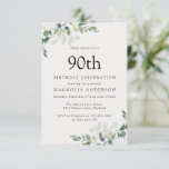 Eucalyptus Botanical 90th Birthday Party Invitation<br><div class="desc">Invite friends and family to the birthday celebration with this modern design.</div>