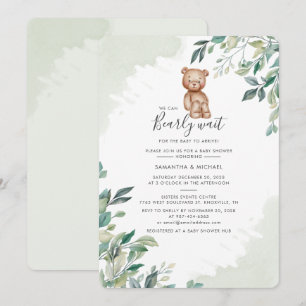 Eucalyptus Botanical Bear Couples Baby Shower Invitation