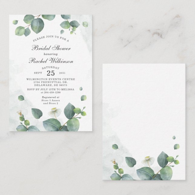 Eucalyptus Botanical Bridal Shower Invitation (Front/Back)