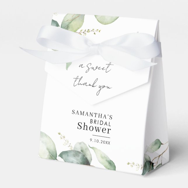 Eucalyptus Botanical Foliage Bridal Shower Favor Box (Front Side)