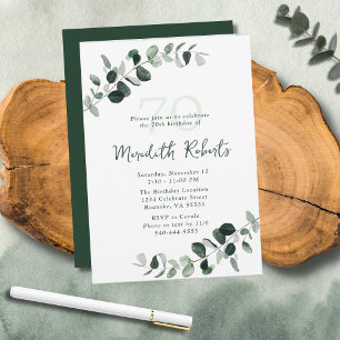 Eucalyptus Botanical Greenery 70th Birthday Invitation