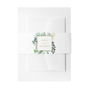 Eucalyptus Botanical Greenery Leaves Wedding Invitation Belly Band