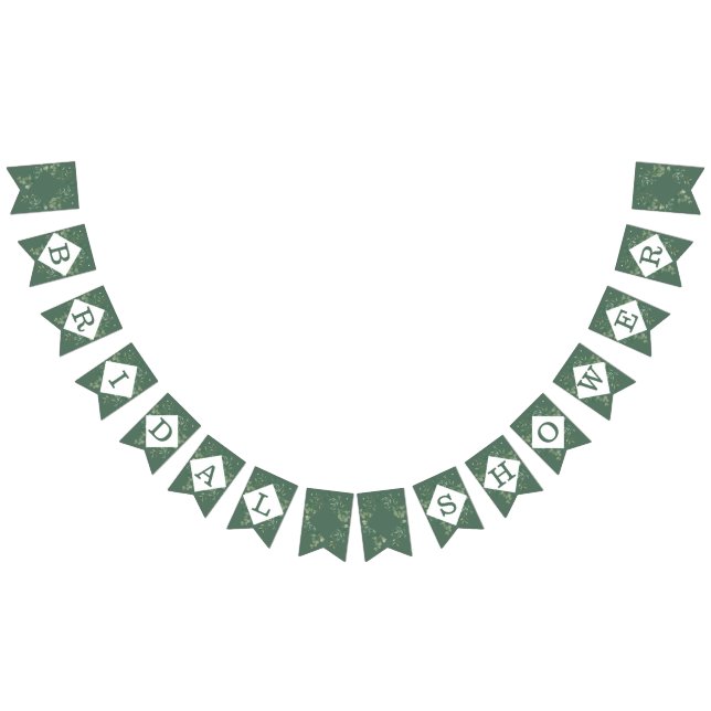 Eucalyptus Botanical Greenery Modern Bridal Shower Bunting Flags (All)