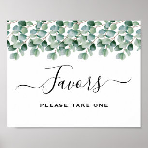 Eucalyptus Botanical Greenery  Wedding Favors Sign